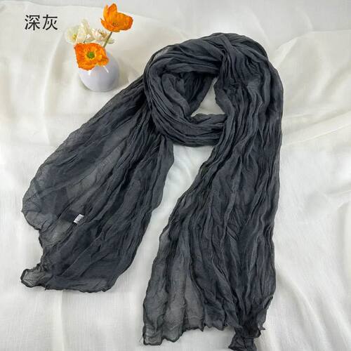 Women Soft Breathable Cotton and Linen Scarves Solid Color P