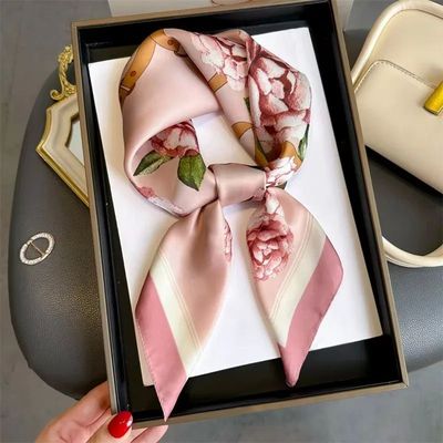 70cm Hair Print Summer Silk Feeling Scarf For WomenNeck Tie