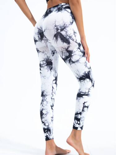 Ladies 2024 New Seamless Tie-Dye Yoga Leggings High Waisted