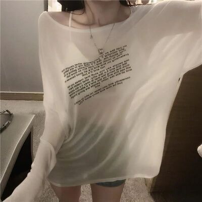 Loose T-shirts for Women Letter Pattern Simple Design Style
