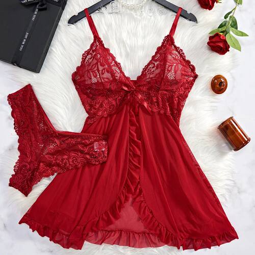 Summer Sexy Lingerie Dress Women Lace See Through Nightdress