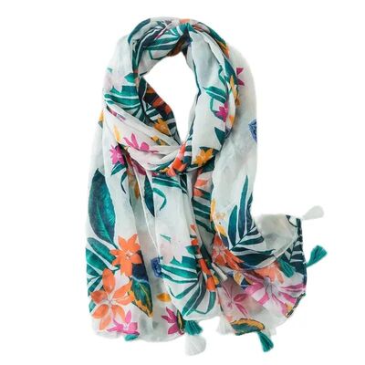 Golexury Summer Beach Scarves Viscose Shawl Tropical Print B