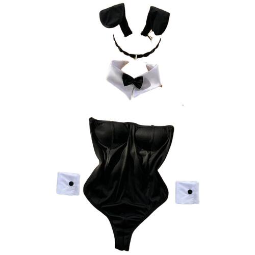 Women Hotsweet Bodysuit Black Cute Slimming Sexy Bow Tie Str