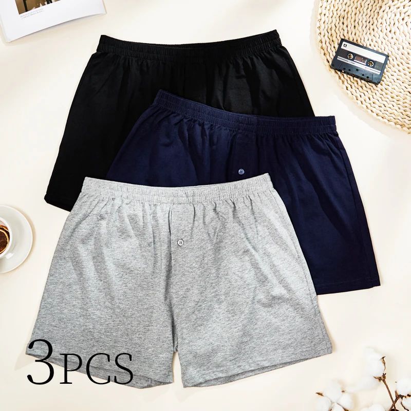 3PCS Cotton Soft Aloe Pants Breathable Comfortable Men's Und