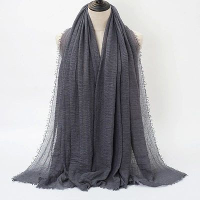 Summer Cotton Linen Scarf For Women Lady Solid Color Thin Sc