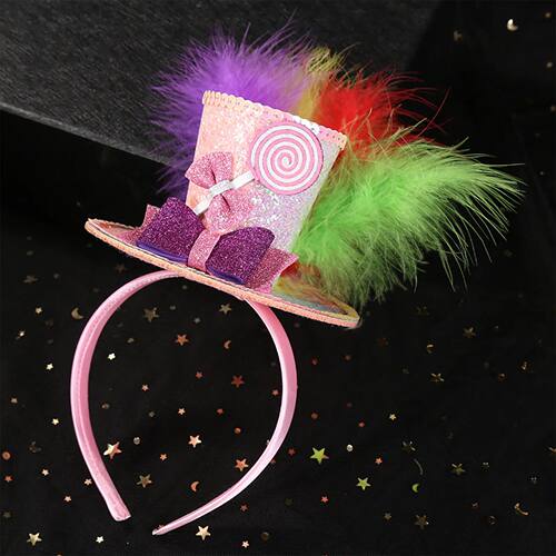 Fascinators Mini Top Hat Headband Feather Sparkling Sequin B