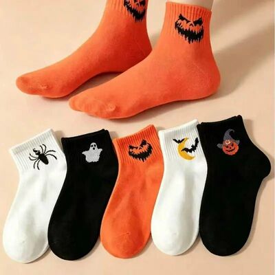 1 Pairs Autumn Personality Fun Halloween Funny Unisex Mid Tu