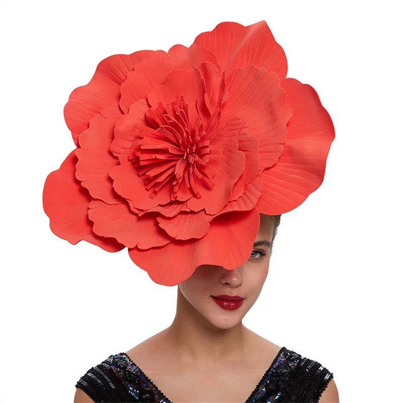 Women Large Flower Fascinator Hat Headdress Bridal Makeup Pr