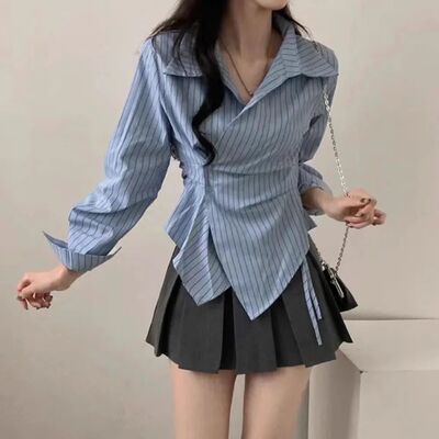 Spring Autumn Casual Striped Shirt Women ShirtsFemale Long S