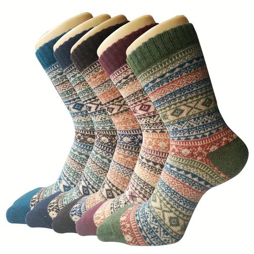 5 Pairs Men Winter Warm Thick Soft Mid-calf Socks Ultra-Comf