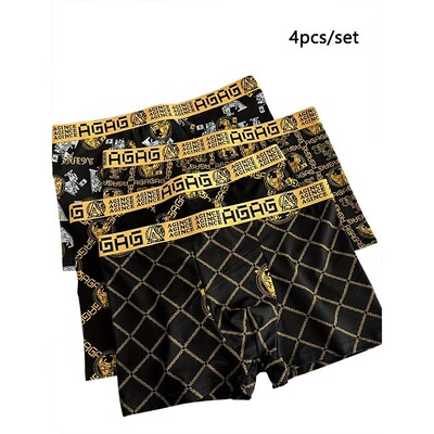 4pcs/set Men's Underwear Fashionable Boxer Antibacterial Com