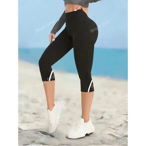 Mesh High Waist Yoga Pants Capri Leggings For Women, Tummy C