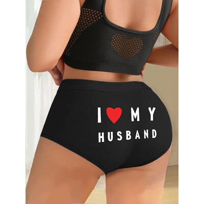 Varsbaby Cheeky Letter Prints Boyshort Large Size Panties Wo