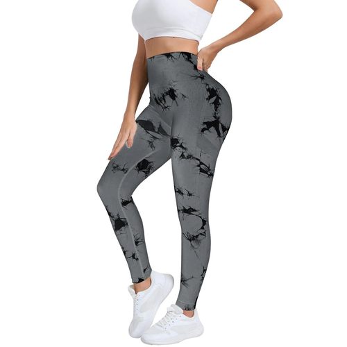 New Women's Peach Tie-dye High-Waist Yoga Pants Abdominal Li