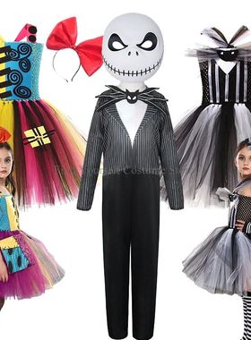 Kids Girls Jack Skellington Halloween Cosplay Costumes Girl
