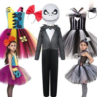 Kids Girls Jack Skellington Halloween Cosplay Costumes Girl