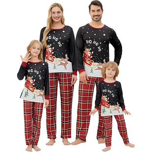 Christmas Dress Pajama Suit Santa Fawn Full Print Home Cloth