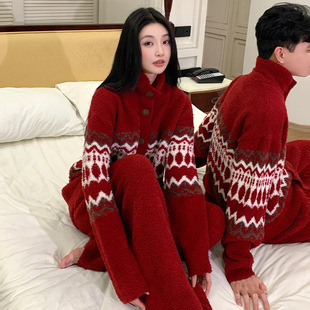 Couple Pajamas Fair Half Islan Christmas Velvet 2025 Women