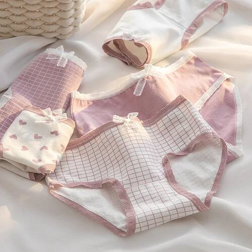5Pcs Cute Love Cotton Panties For Women Underwear Print Pant