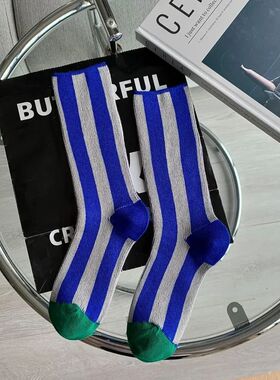 Striped Matching Color Women's Socks Summer Thin Midtube Soc