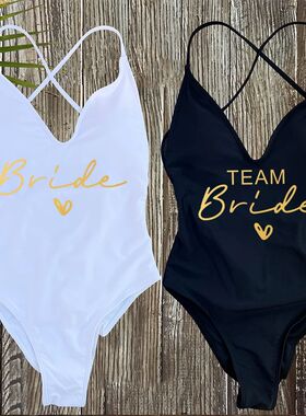 Sexy Padded One Piece Swimsuit Women Team Bride Swimwear Bik