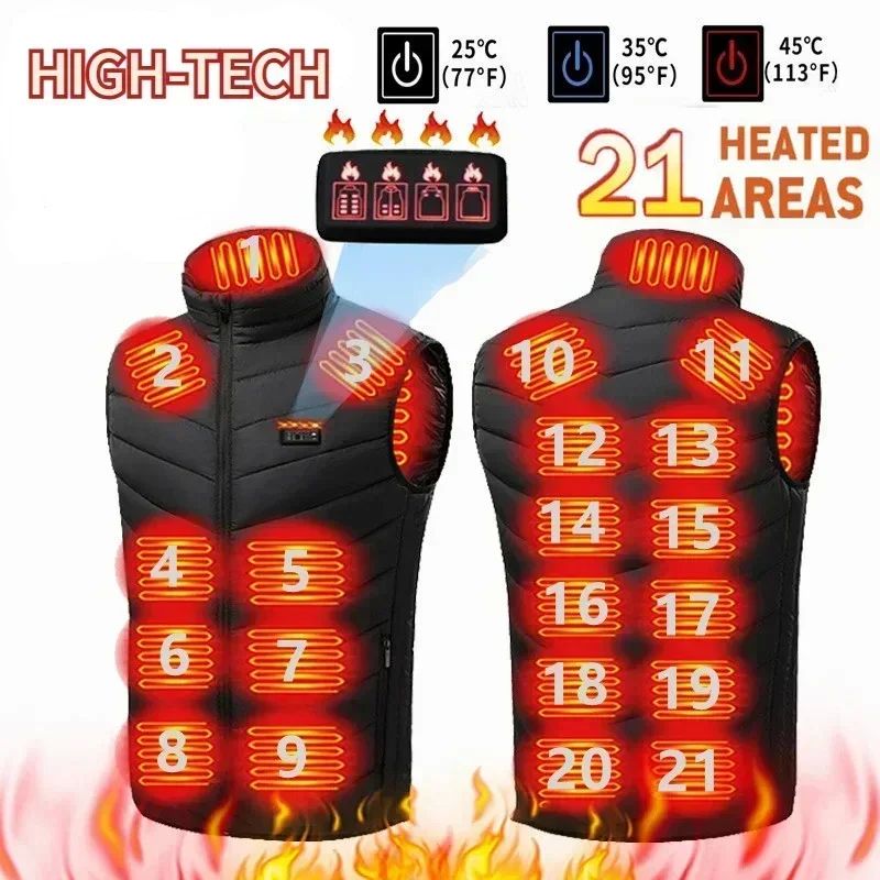 21/13/9Areas Self Heating Vest Jacket Heated Winter Men Wome