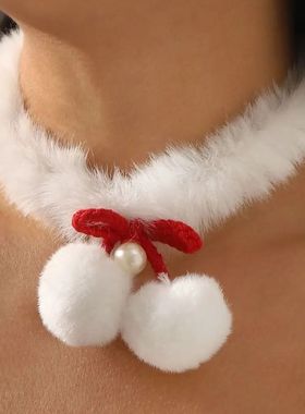 Christmas Tree Christmas Plush Choker Hairball Sweet Bow Pen