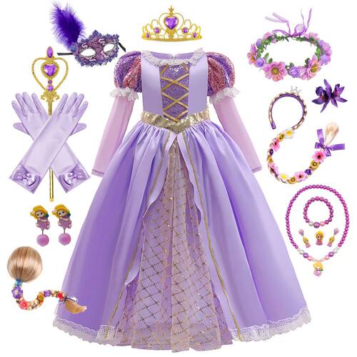 Kid Rapunzel Dress for Princess Girl Tangled Cosplay Costume