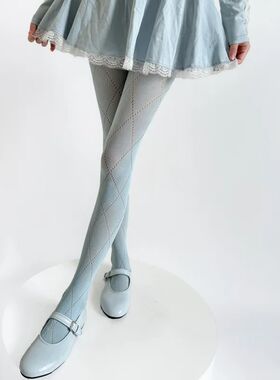 Pantyhose Women Retro Plaid Hollow Out Mesh Fishnet Stocking