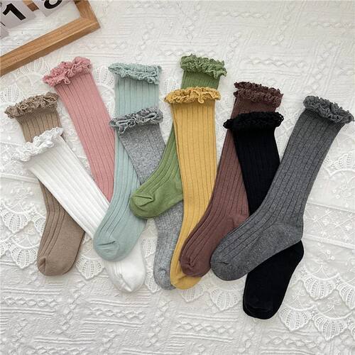 Ruffle Kids Knee High Socks Baby Girls Toddlers Long Soft Co