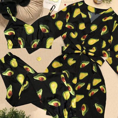 Satin Silk Robe Pajamas set Women Full Bath Robe Gown Floral