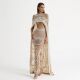 Said with Pearls Champagne Sharon Dresses Dubai Evening Cape