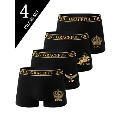 4 Piece Men's Underwear Soft Breathable Comfortable Men's Bo
