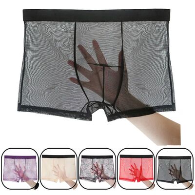 Mens Underwear Mens Ultra-thin Transparent Boxershorts Male