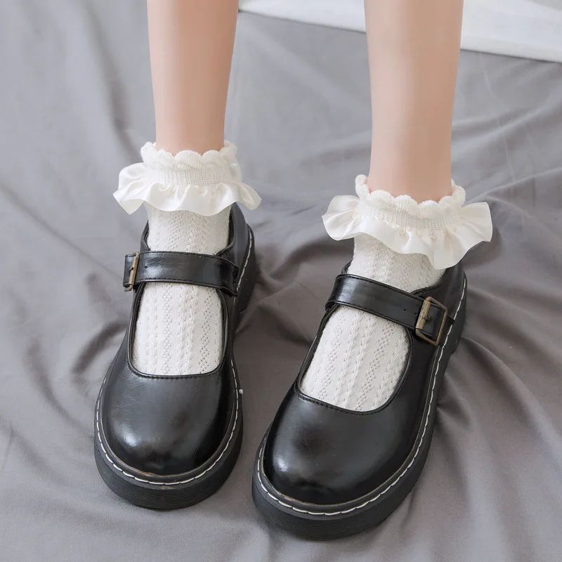 Women Socks Lolita Style Kawaii Cute Frilly Ruffle Socks Sol