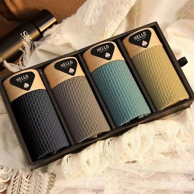 4pcs Boxer Shorts Men's Ice Silk Underwear Cool Thin Underpa