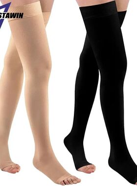 1 Pair Thigh High 20-32 MmHg Compression Stocking Toeless Co