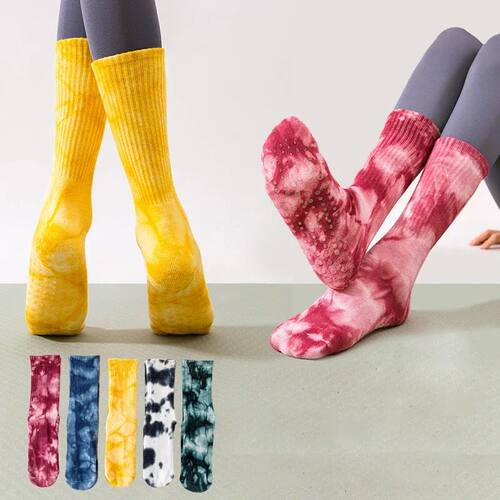 Yoga Socks Women Cotton Tie-dye Towel Silicone Non-slip Pila
