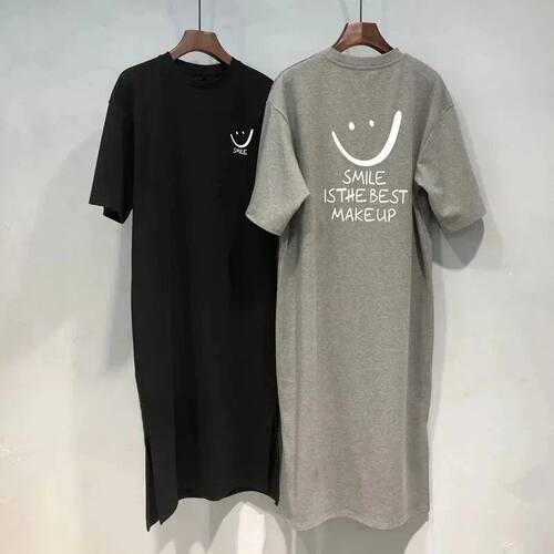 Women's Summer New Short Sleeved T-shirt Dress Loose Mid Len