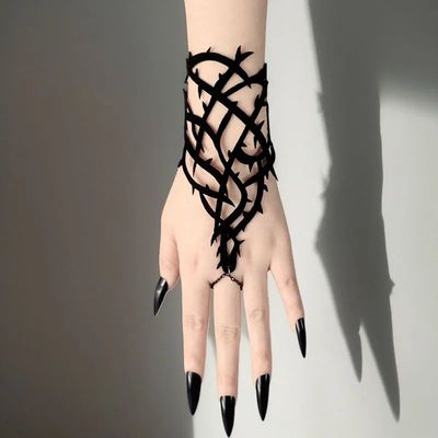 Gothic Bracelet Black Spike Bracelet Dark Spider Web Persona