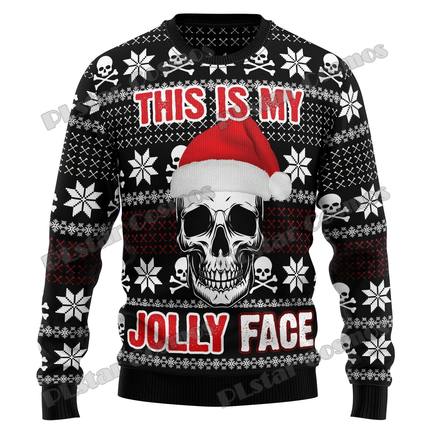 Autumn Winter Unisex Casual Knit Pullover Sweater Skull Pine