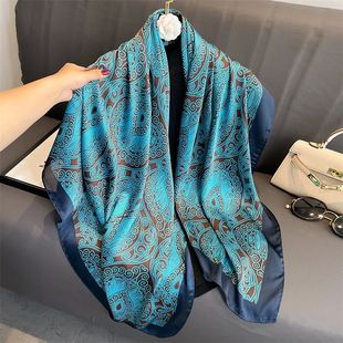 110x110cm Women Silk Square Scarf Female Design Print Lady S