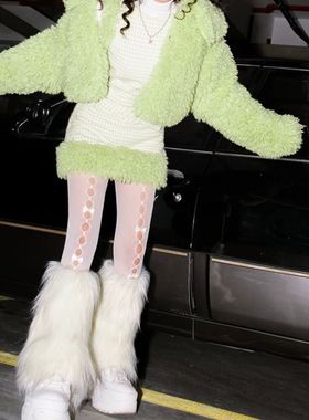 Furry Leg WarmersGoth White Faux Fur Leg Warmers Boot Covers