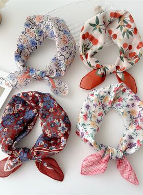 55cm Girls Cotton Linen Spring Summer Square Scarf for Women