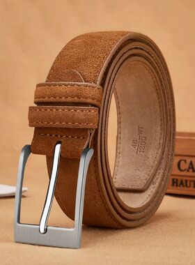 Suede Cowhide Leather Belt for women, Vintage Style Men belt