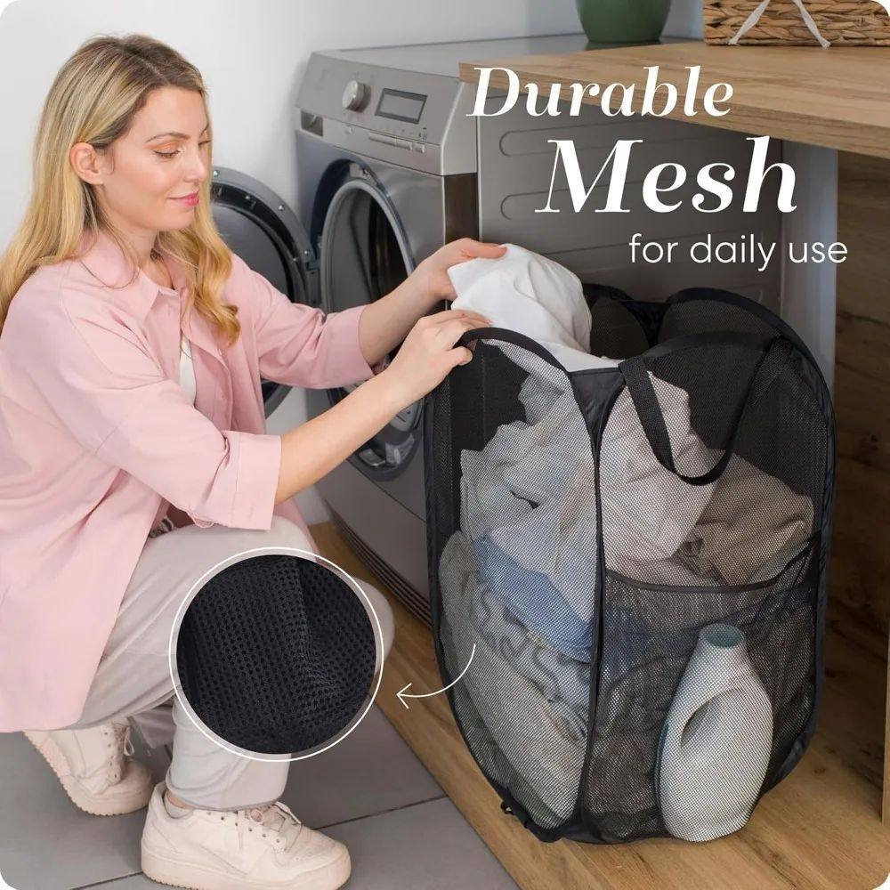 Large Laundry Basket Collapsible Mesh Pop Up Laundry Hamper
