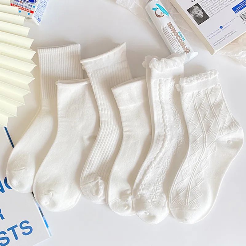 1 Pair Lolita Style Woman Cute White Short Socks Spring Summ