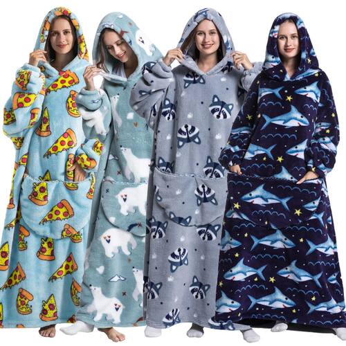Winter Plush Blankets Wearable Soft Warm Oversized Blanket H