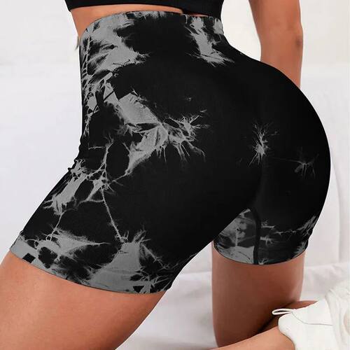 Seamless Tie Dye Yoga Shorts High Waist Quick Drying Fitness