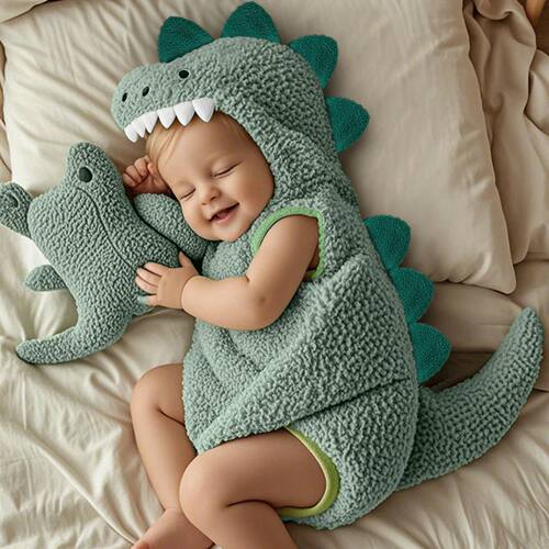 Halloween Newborn Baby Dinosaur Plush Overall Costume Sleeve